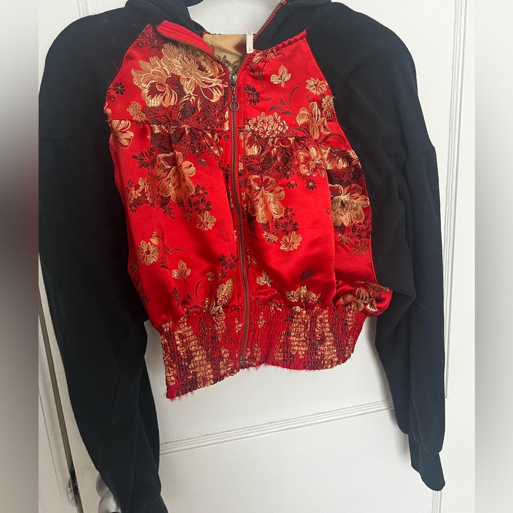 Free People Red Gabbie Jacket Hoodie
